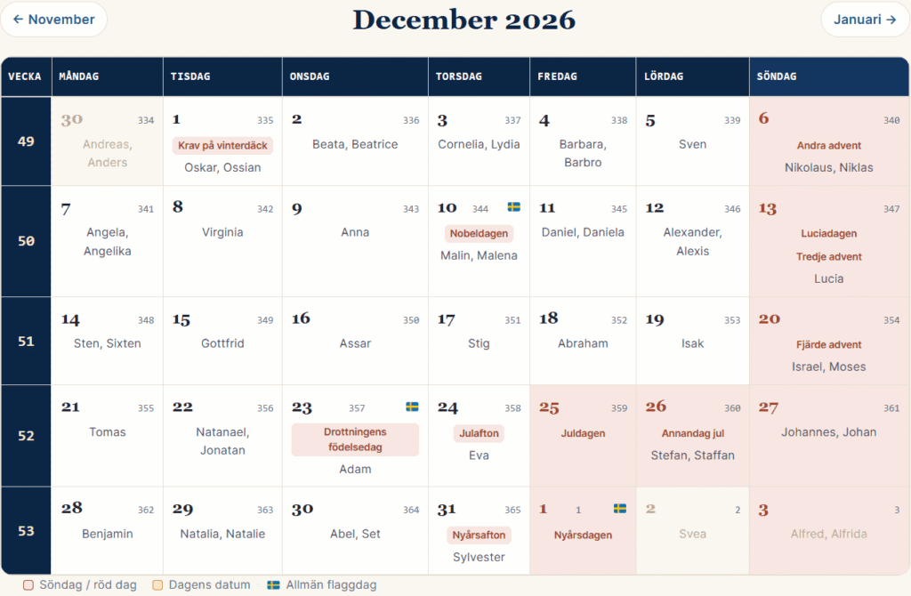 kalender december 2026